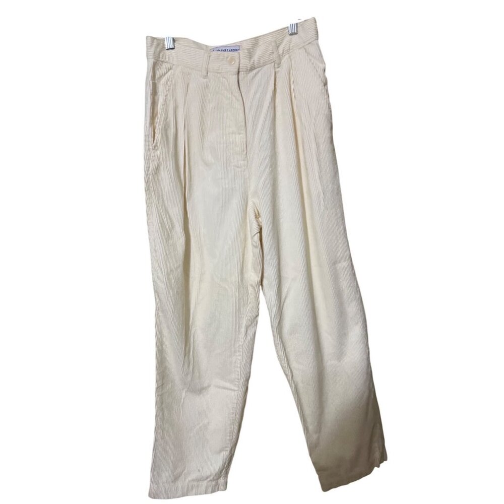 Marsh Landing Essentials Womens Corduroy Pants Size 12 Cream High Waist Cotton‎